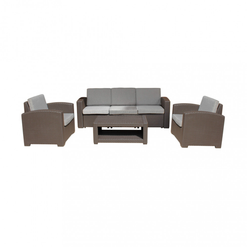 Salotto Mauritius 3 Posti Smontabile in Polyrattan con Cuscini
