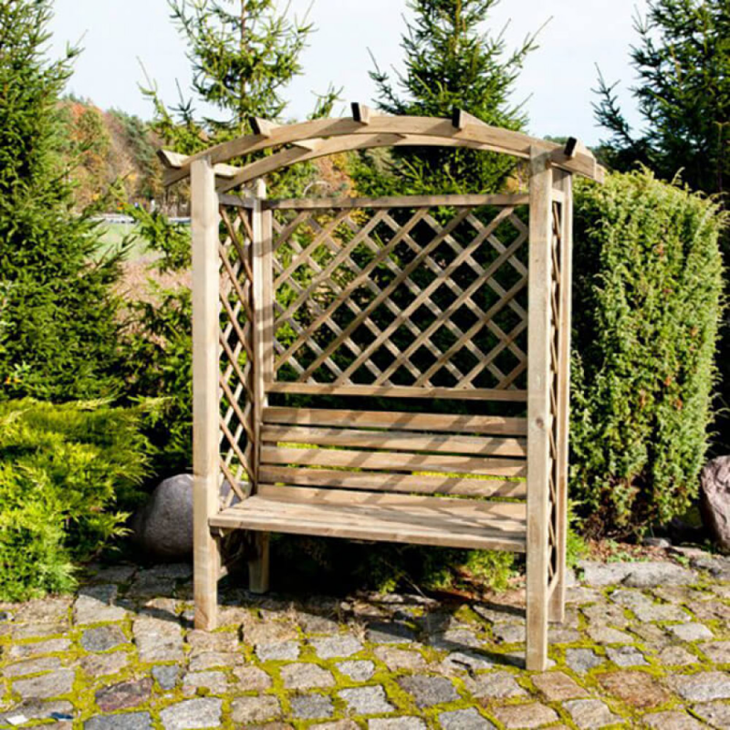 Pergola ad arco 160x70x190 cm con panca elegante da giardino