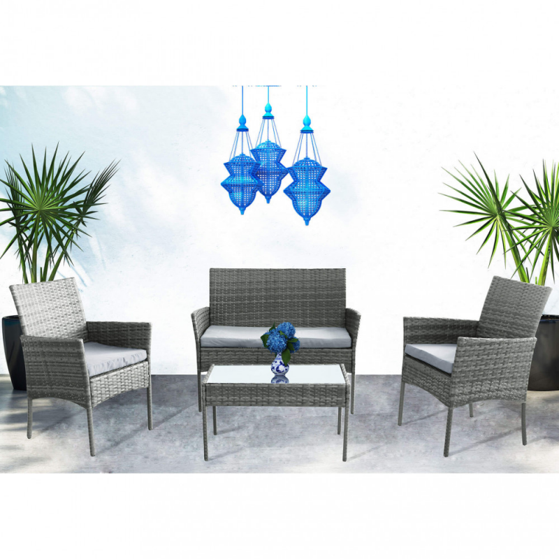 Salotto smontabile Caracas 2 posti in polyrattan con cuscini
