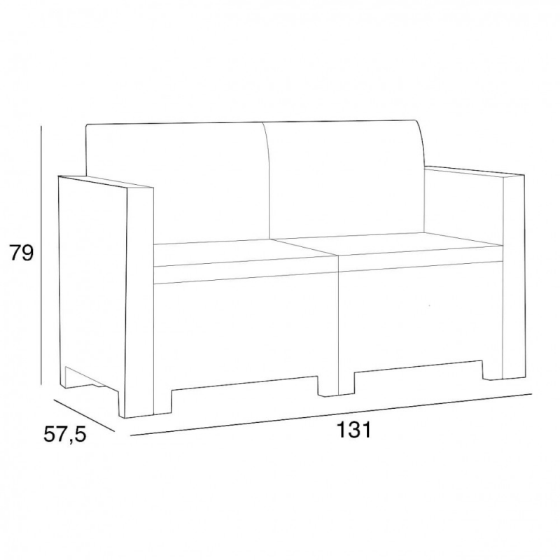 Salotto Nebraska 2 posti in polyrattan con cuscini elegante