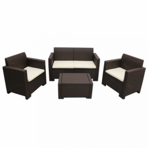 Salotto Nebraska 2 posti in polyrattan con cuscini giardino
