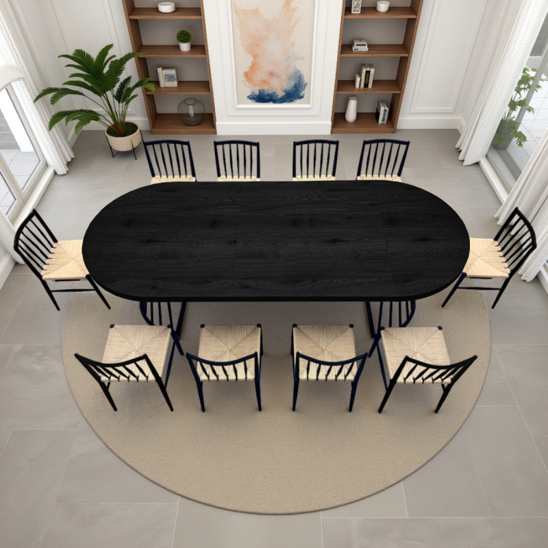 Tavolo Rotondo Allungabile Fear Black Wood  120 X 62 X 28 Cm
