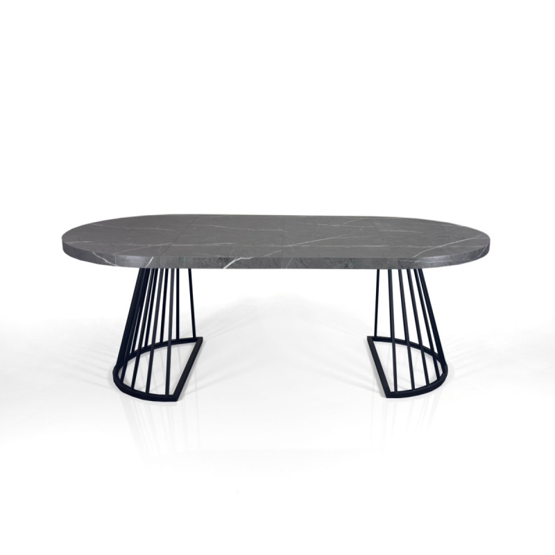 Tavolo Rotondo Allungabile Fear Grey Marble 120 X 62 X 28 Cm