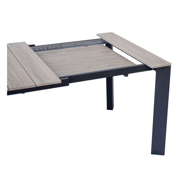 Tavolo Arenzano 211/276 Alluminio Antracite Top Alluminio Effetto Legno Moia