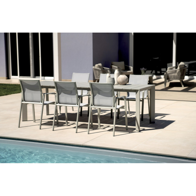 Tavolo Anzio Allungabile 165/250 X 90 Cm Allungo Con Gambe Scorrevoli Creta Moia