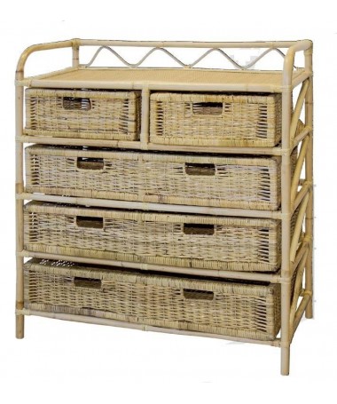 Cassettiera Rattan con 5 cassetti