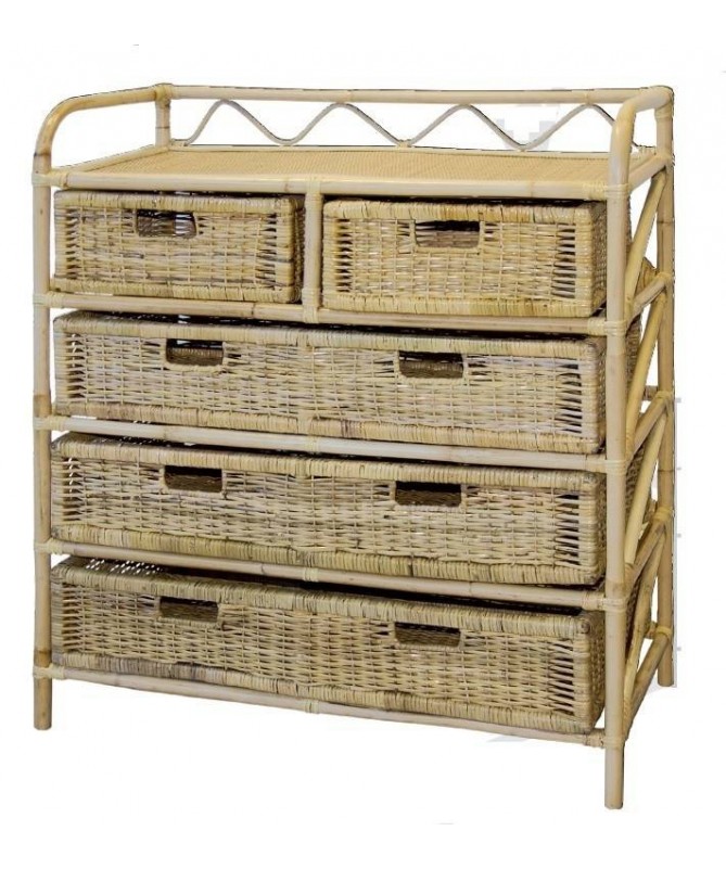 Cassettiera Rattan con 5 cassetti