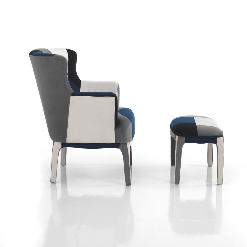 POLTRONA + POUF KALEIDOS-E BLUE TOMASUCCI