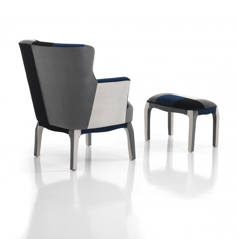 POLTRONA + POUF KALEIDOS-E BLUE TOMASUCCI