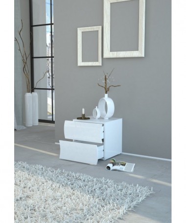 Zoom Comodino ONDA Made in Italy - bianco laccato lucido