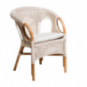 Poltrona rattan lucrezia bianca con cuscino cm60x60h47/82