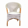 Poltrona rattan lucrezia bianca con cuscino cm60x60h47/82