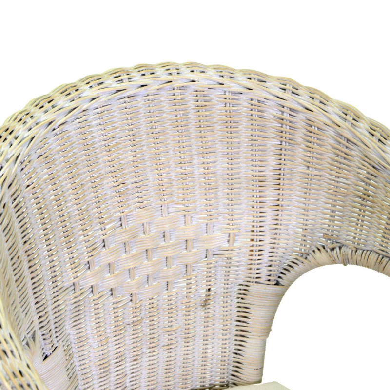 Poltrona rattan lucrezia bianca con cuscino cm60x60h47/82