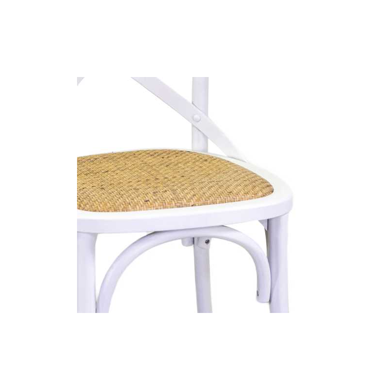 Sedia legno cross bianco antico seduta intreccio cm51x55h46,5/89