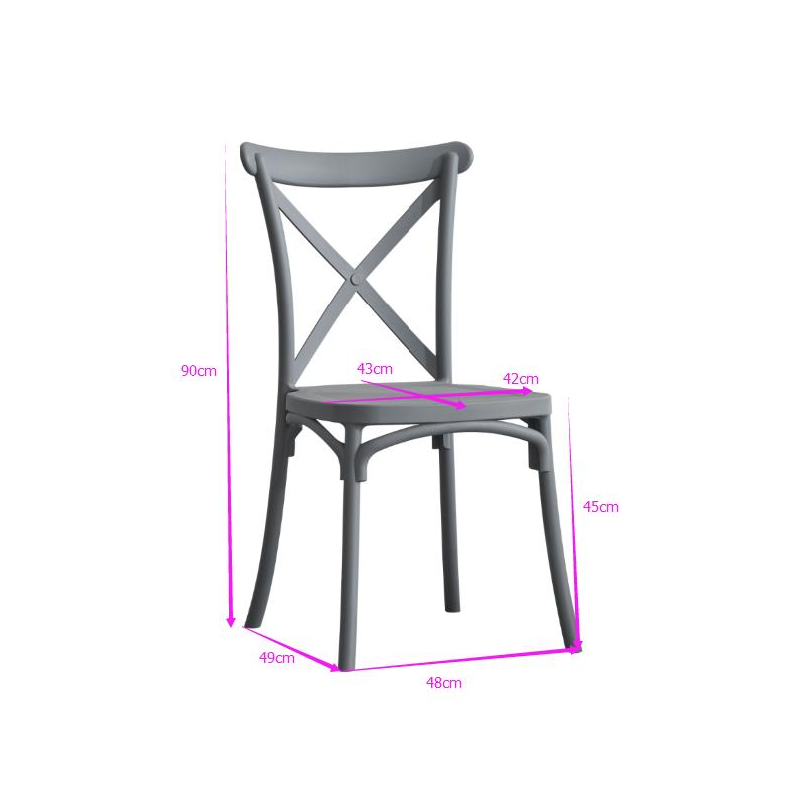 Sedia plastica cross bianco cm47x51h45,5/90