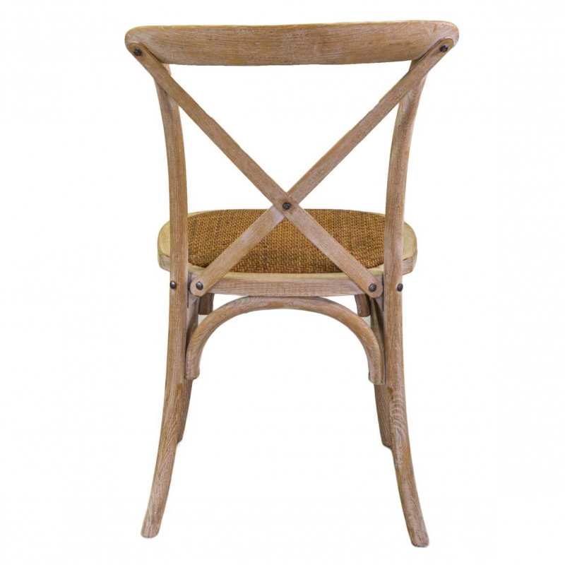 Sedia legno cross naturale seduta intreccio impilabile cm51x55h46,5/89