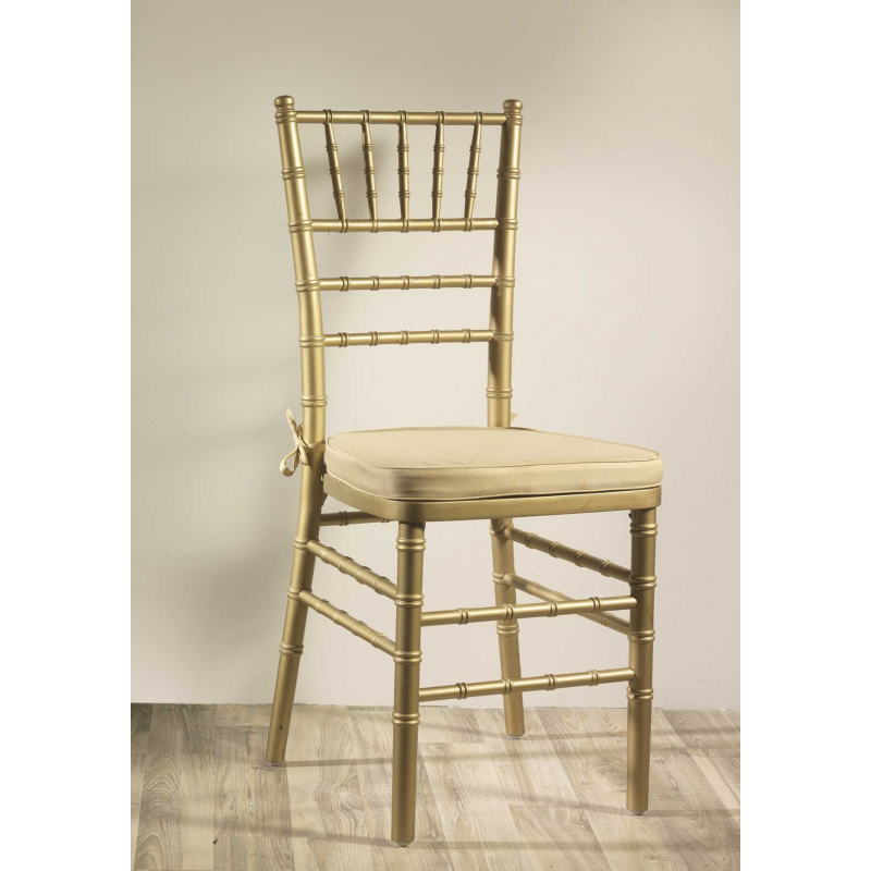 Sedia legno chiavari oro con cuscino oro cm40x40h43/92