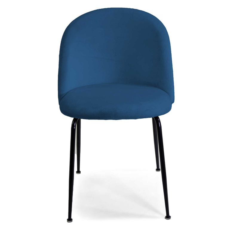 Set di 4 Sedie velluto Sammi blu struttura nero cm50x57h47/77,5