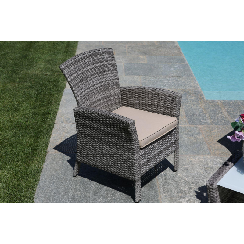 Salotto amalia polyrattan grigio con cuscini 4 pezzi smontato