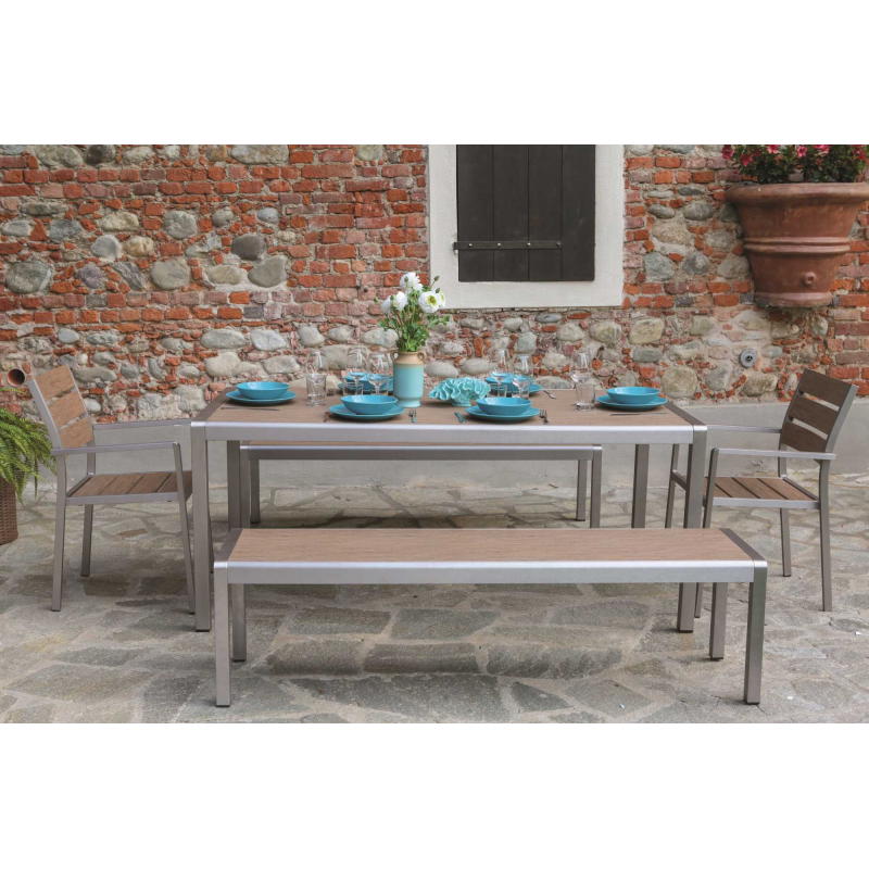 Panchina alluminio polywood seattle marrone cm165x41h45