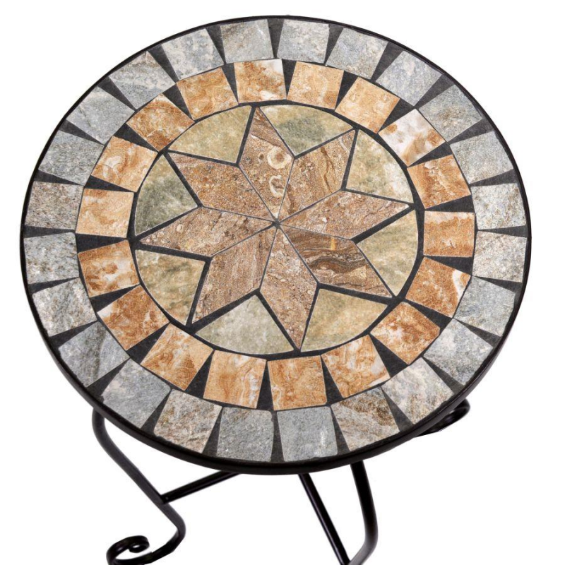 Tavolo mosaico metallo urbino tondo con2 sedie cmø60h75