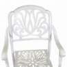 Tavolo alluminio pressofuso Maryland bianco tondo con 4 poltrone con braccioli