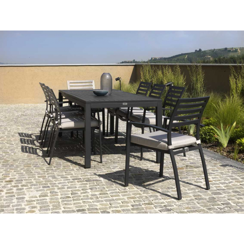 Tavolo alluminio boston allungabile antracite rettangolare cm160/220x90h76