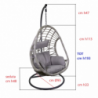 Dondolo pensile polyrattan Lincoln grigio con supporto e cuscino cm90x75h193
