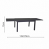 Tavolo alluminio Cleveland antracite opaco rettangolare cm135/270x90h75