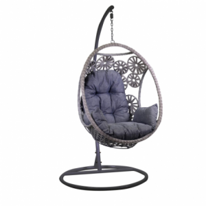 Dondolo pensile Clinton grigio con supporto nero e cuscino cm116x100h200
