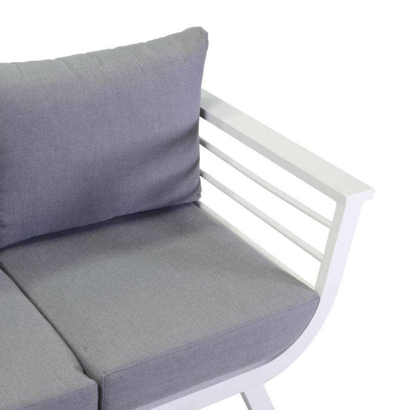 Salotto alluminio bianco Riverside con cuscini grigio