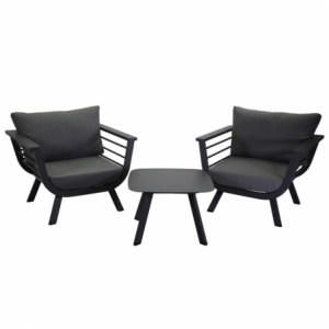 Salotto alluminio riverside antracite con cuscini grigio 3pezzi