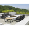 Salotto alluminio Idaho corda 3p antracite con cuscini grigio top tavolo legno