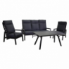 Salotto alluminio Frisco antracite con cuscini nero 4 pezzi