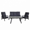 Salotto alluminio Frisco antracite con cuscini nero 4 pezzi