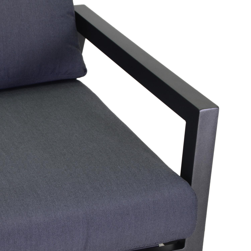 Salotto alluminio Frisco antracite con cuscini nero 4 pezzi