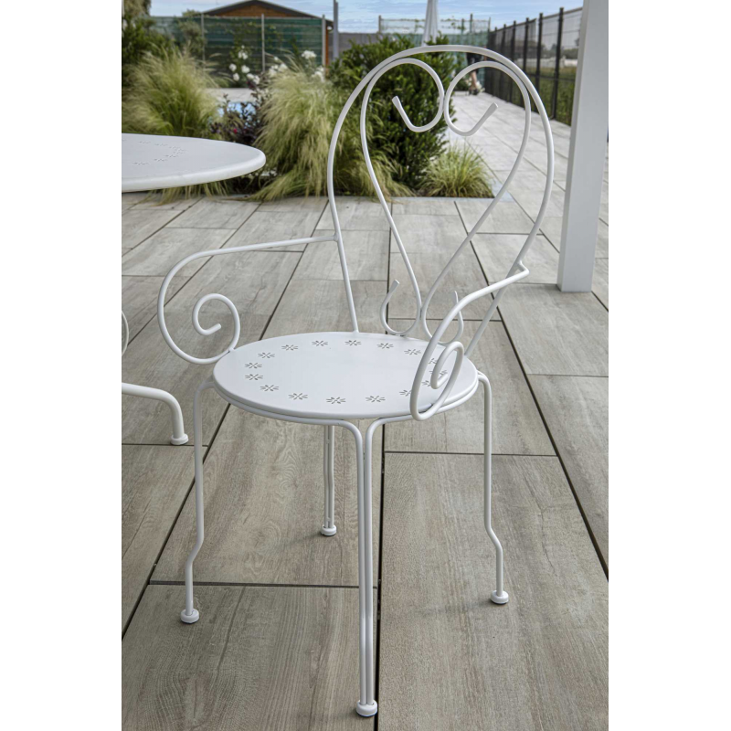 Poltrona metallo new old bianco crema cm49x48h43/59/90