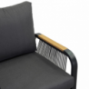 Salotto alluminio Idaho corda 2p antracite con cuscini grigio + top legno
