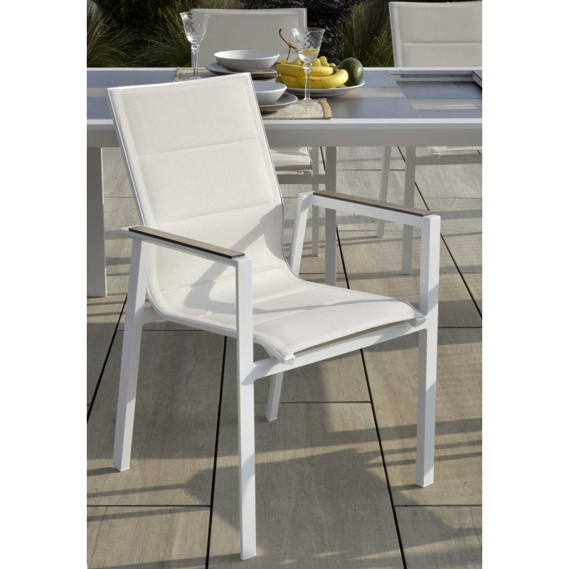 Poltrona alluminio textilene Riverside bianco (bracciolo in hpl) cm56x66h90