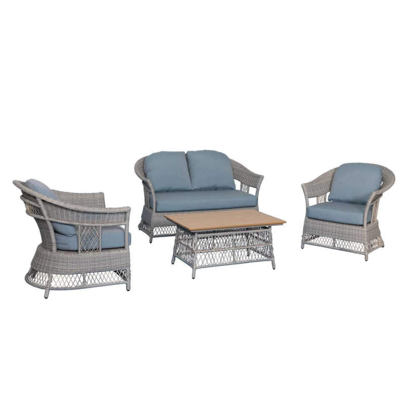 Salotto alluminio rattan Jefferson grigio 2 posti