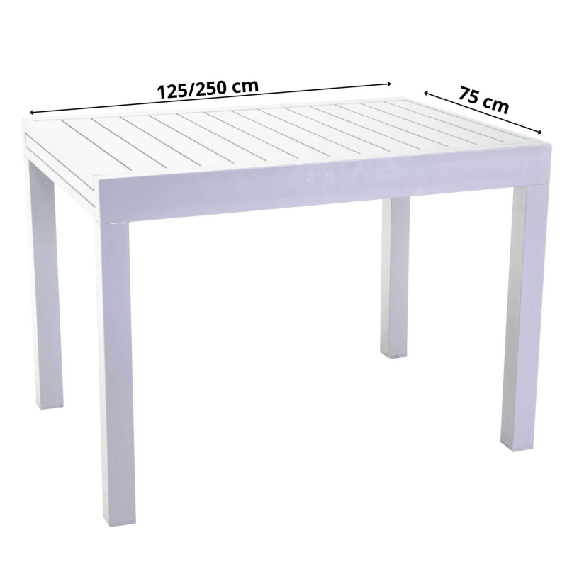 Tavolo alluminio Cleveland allungabile bianco cm125/250x75h75