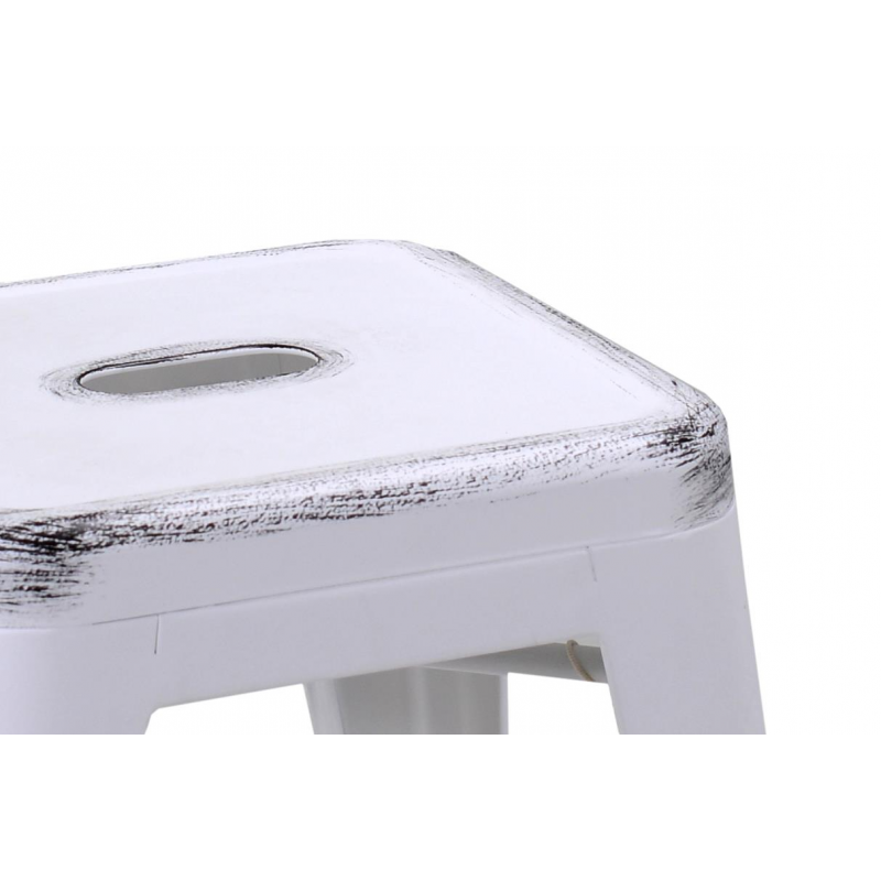 Sgabello ferro bristol bianco antico cm39x39h45