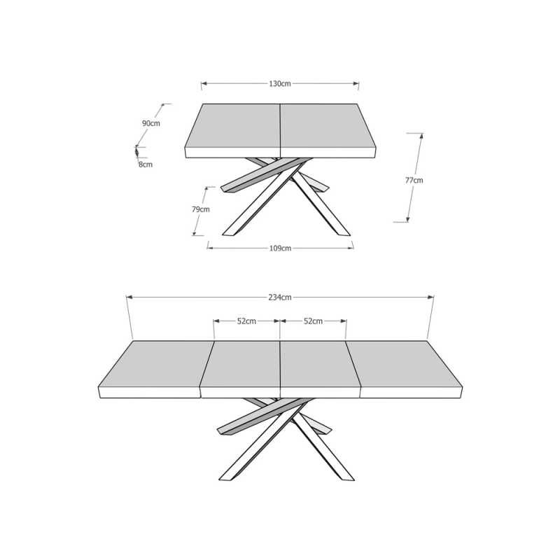 Tavolo allungabile 90x130/234 cm Volantis Premium telaio Antracite