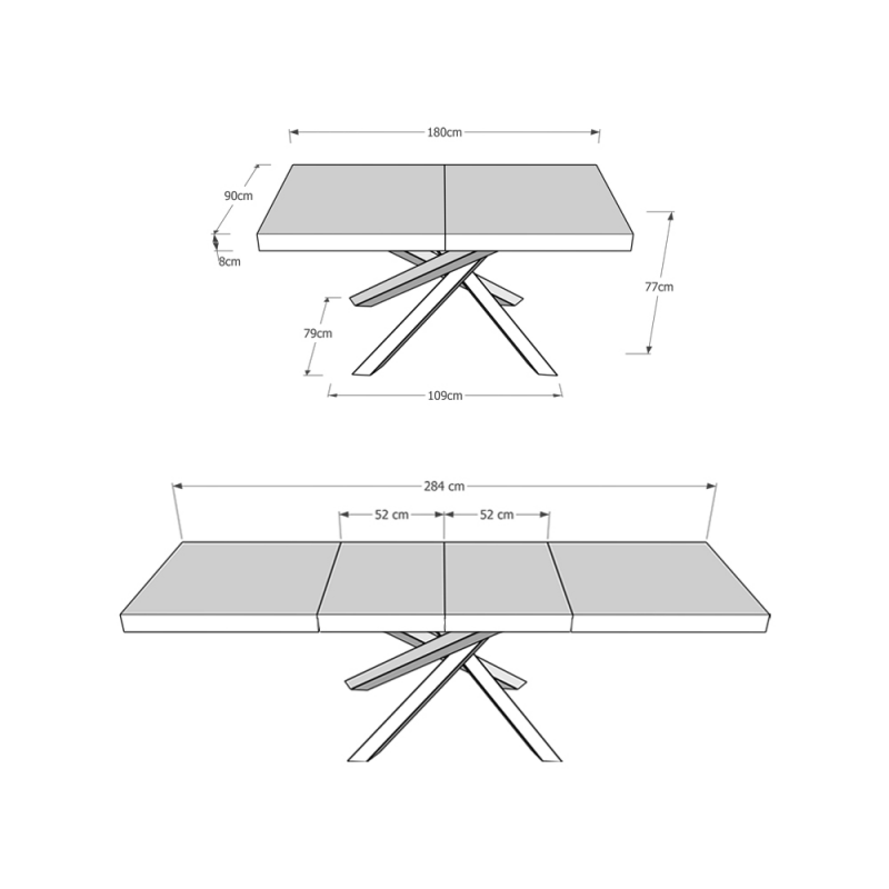 Tavolo allungabile 90x180/284 cm Volantis Premium telaio Antracite