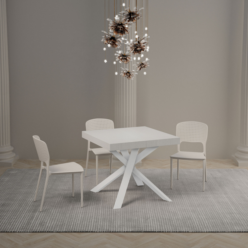 Tavolo allungabile 90x90/194 cm Clerk Premium - gambe Bianche