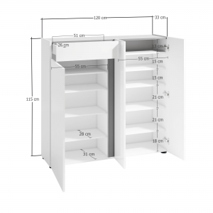 Zoom Scarpiera bassa a 3 Ante ATRIUM made in Italy
