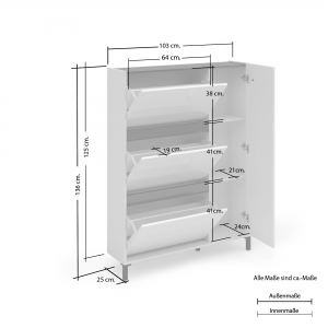Zoom Scarpiera a 3 ribalte e 1 anta EASY made in Italy