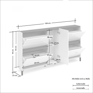 Zoom Scarpiera bassa con 4 ribalte e 1 anta EASY made in Italy