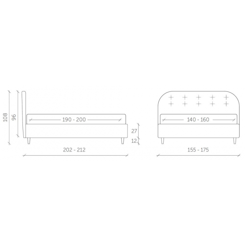 Letto matrimoniale Bianca con bottoni made in Italy