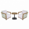 Salotto alluminio Frederik effetto legno con cuscini bianco 3 pezzi
